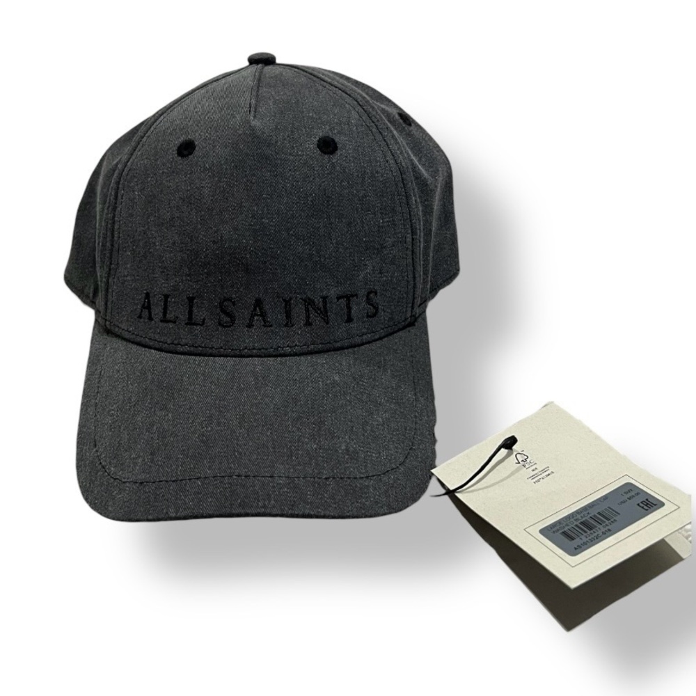 🖤NWT🖤 ALL SAINTS Large Logo Baseball Cap Washed Black
